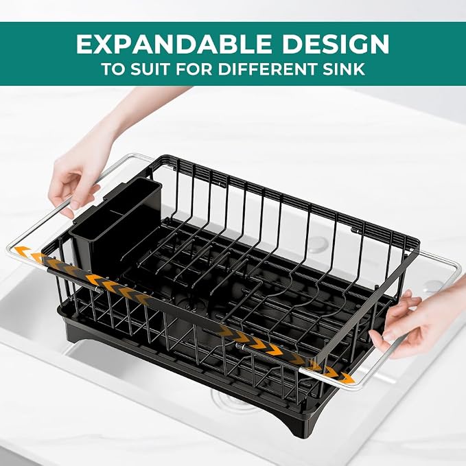 Small Dish Drying Rack in Sink, Expandable Stainless Steel Dish Drainers - Image 5