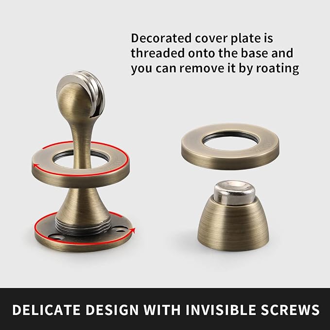 YAGU Door Stopper 1 Pack Magnetic, Zinc Alloy Brushed Bronze Door Stops Catch - Image 7