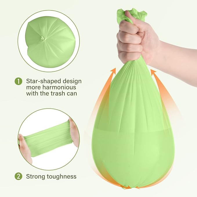 Compostable Trash Bags 2.6 Gallon 100 Counts Compost Small Garbage Bag - Image 2