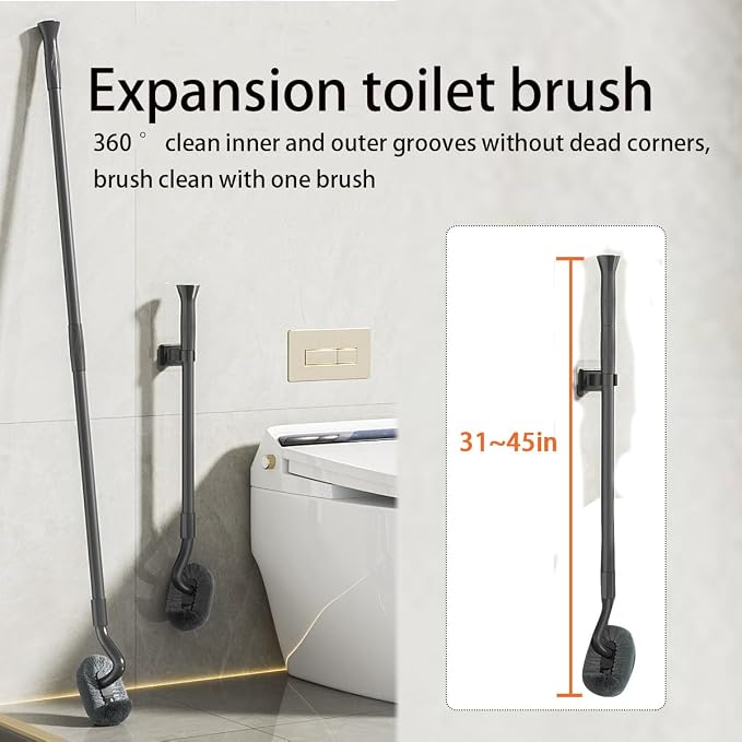 Wall Mounted Long Handle Toilet Brush Set - Image 3