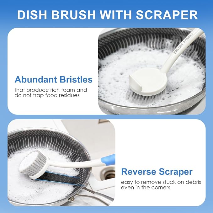2 Pack Kitchen Scrub Brush, 2 in 1 Water Bottle Brush - Image 3