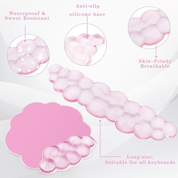 Gel Cloud Keyboard and Mouse Wrist Rest, Cute Wrist Support and Arm Support Rest - Image 3