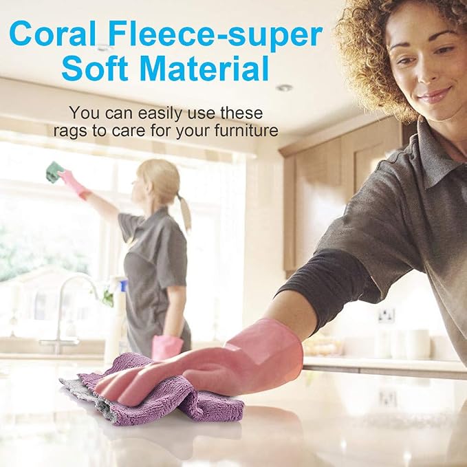 12PCS Kitchen Towels Dish Towels, Double-Sided Microfiber Cleaning Rags - Image 4