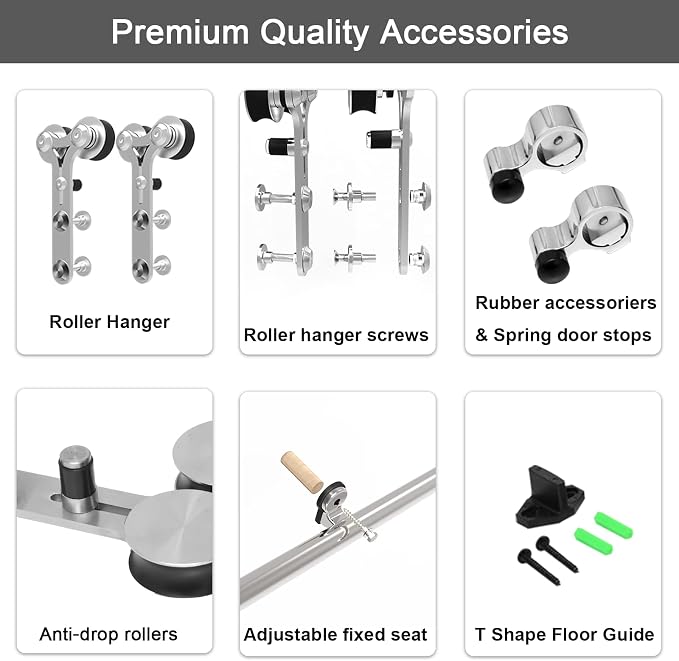 TSMST 6FT Sliding Barn Door Hardware Kit, Stainless Steel Heavy Duty Sturdy - Image 5