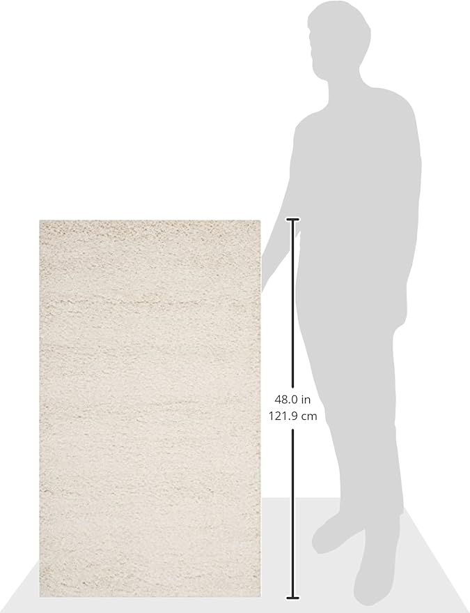 SAFAVIEH Milan Shag Collection Accent Rug - 2' x 4', Ivory, Solid Design, Non-Shedding & Easy Care, 2-inch Thick Ideal for High Traffic Areas in Entryway, Living Room, Bedroom (SG180-1212)