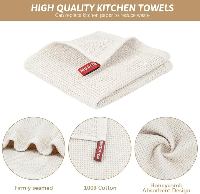 Nialnant 6 Pack Kitchen Towels, 100% Cotton Dish Cloth - Image 3