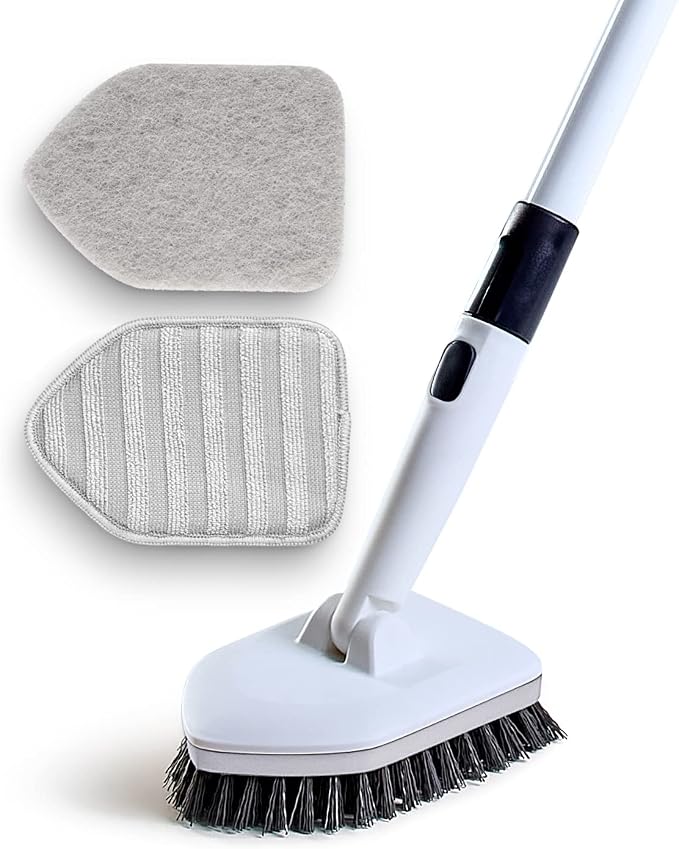 Shower Scrubber 3 in 1 Extendable Long Handle 58" Cleaning Brush by MOKUHOME