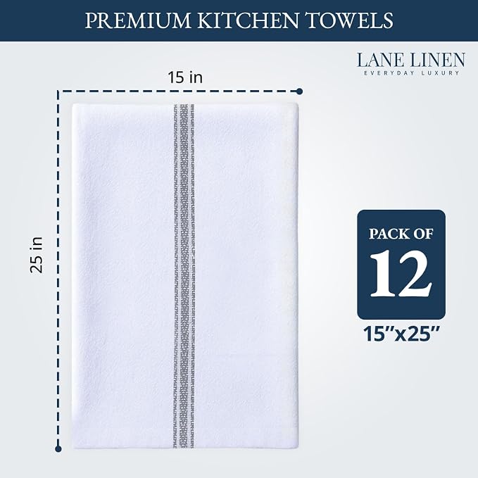 LANE LINEN Kitchen Hand Towels, 12 Pack Dish Towels - Image 2