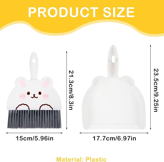 Cute Dustpan and Brush Set, 1 Set Small Hand Broom and Dustpan, Little White - Image 2