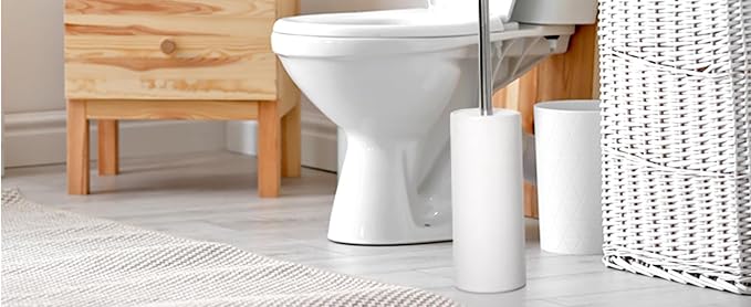 Matt White Ceramic Toilet Brush and Holder Set, Freestanding Toilet Bowl - Image 8
