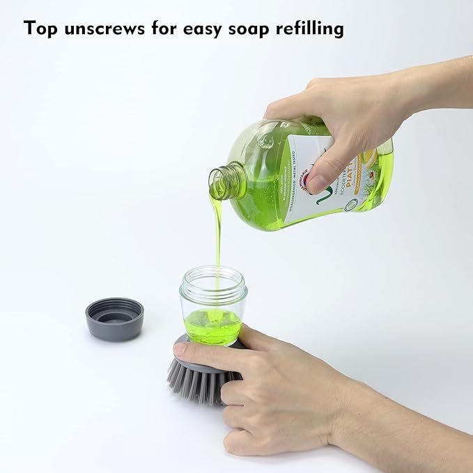 Dish Brush with Soap Dispenser, Kitchen Scrub Brush - Image 3