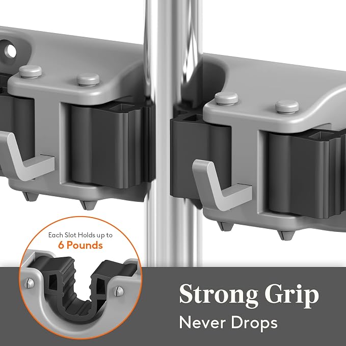 Lifewit Mop and Broom Holder Wall Mount, Anti-Slip Broom Hanger - Image 2