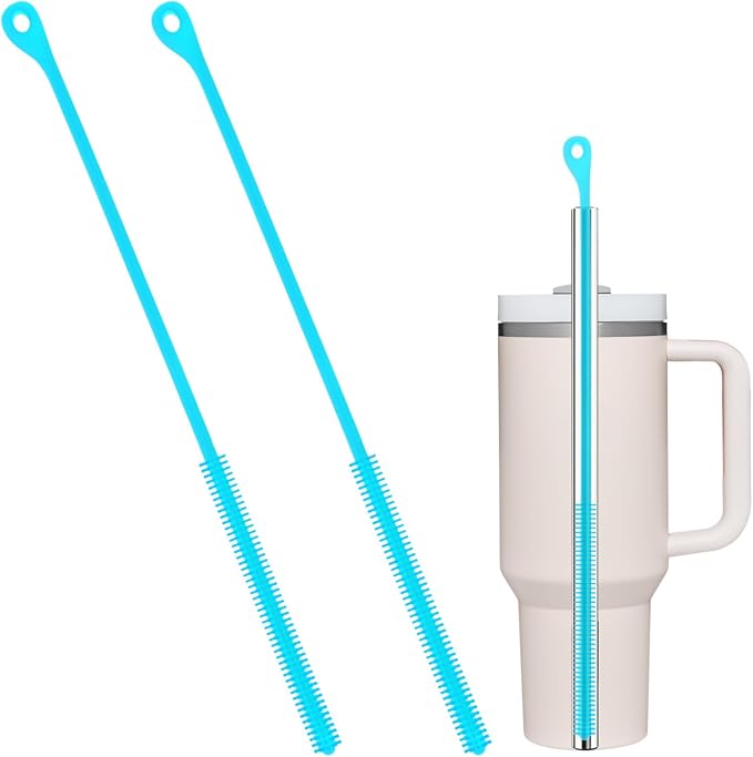 2pcs Silicone Straw Cleaning Brush, Straw Brushes Bristles Cleaner Brush Extra by BOXOB
