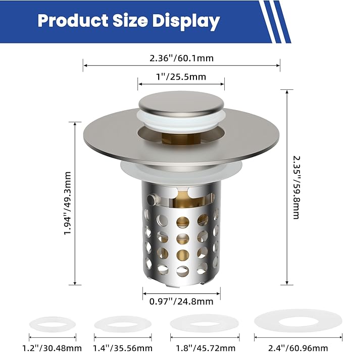 Universal Bathroom Sink Drain Strainer Hair Catcher Upgraded - Image 6