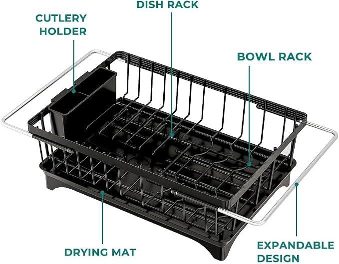 Small Dish Drying Rack in Sink, Expandable Stainless Steel Dish Drainers - Image 7