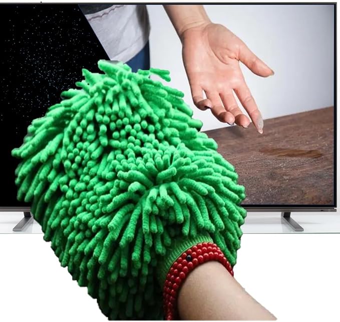 Green Chenille Microfiber Dusting Mitt, 10.5x8 Inch, Electrostatic, Scratch-Free - Image 9