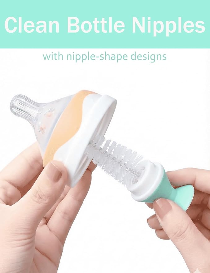 Baby Bottle Brush Set, 2 Hidden Nipple Brush, 2 Straw Brush, 1 Lid Brush - Image 4