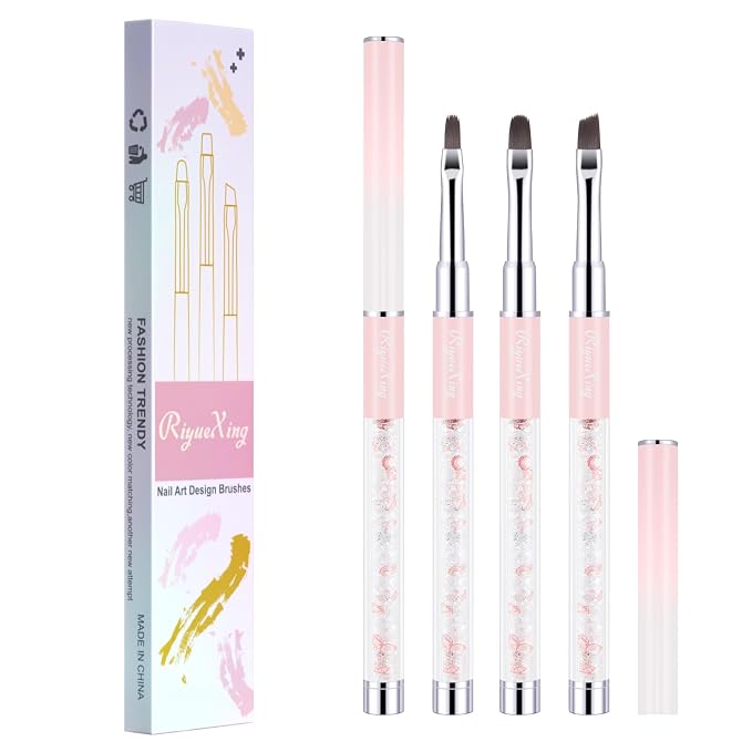 3PCS Nail Art Clean Up Brushes -Round/Angled Nail Brushes by RIYUEXINGnailbrush
