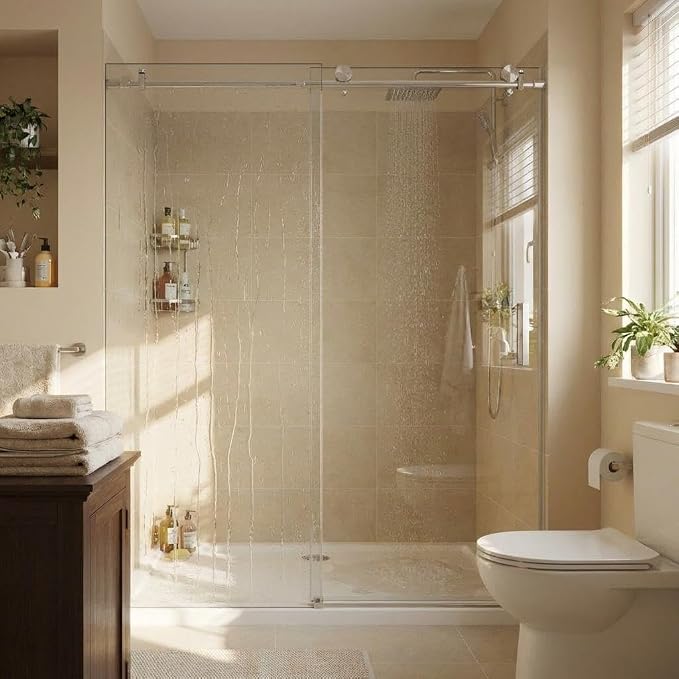 Frameless Sliding Shower Door, Adjustable 44"-48" Width x 76" Height, 6mm SGCC - Image 9