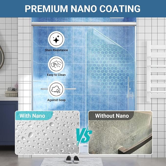 Glass Sliding Shower Door 56-60" W x 72" H, Semi Frameless Double Sliding - Image 2