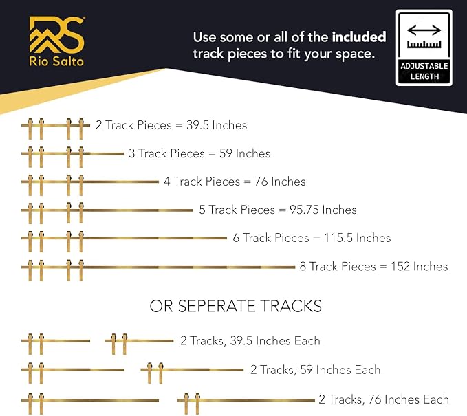 Rio Salto Gold Barn Door Hardware Kit Adjustable Length Sliding Hardware Modern - Image 4