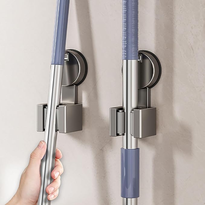 Wall Mounted Mop Organizers Strong Grip No Drilling Suction Brooms Holders - Image 2