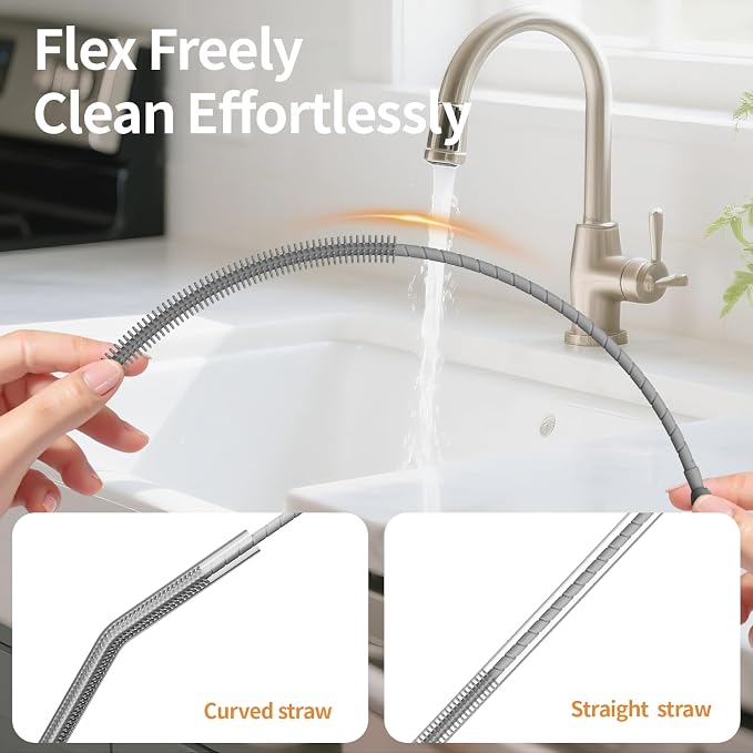 2Pcs Silicone Straw Cleaner Brush, Dual-Size Brushes, Clean - Image 4