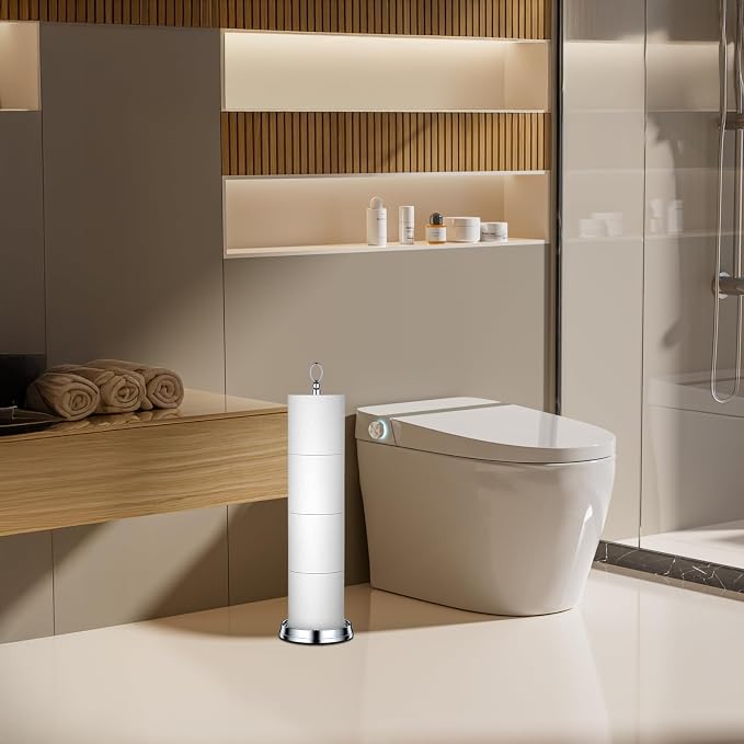 Heavy Weighted Toilet Paper Holder Free Standing Toilet Paper Storage，Spare - Image 6