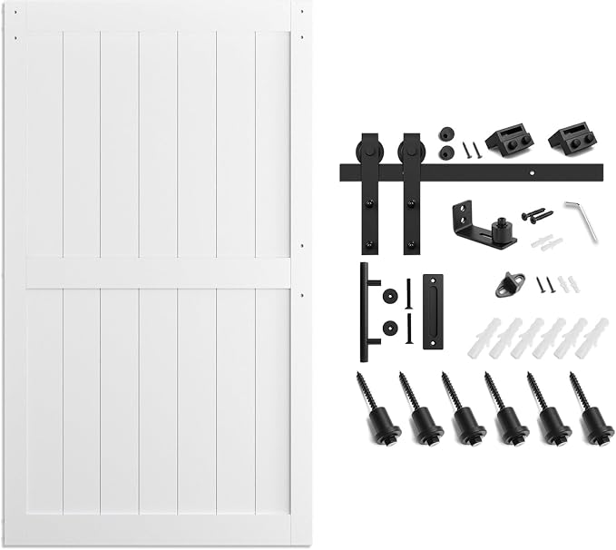 SmartStandard 48 x 80 inch White Sliding MDF Barn Door - Image 6