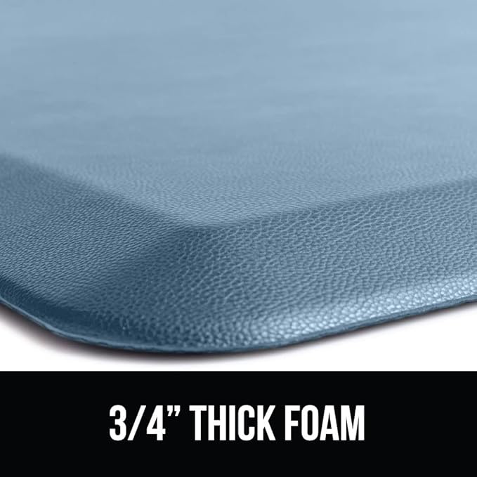 GORILLA GRIP Comfortable Cushioned Kitchen Mats for Floor, 48x20, Waterproof and Stain Resistant Soft Top, 3/4 Inch Thick Ergonomic Standing Desk Anti Fatigue Mat, Foam Supports Ankles, Feet, Sky Blue