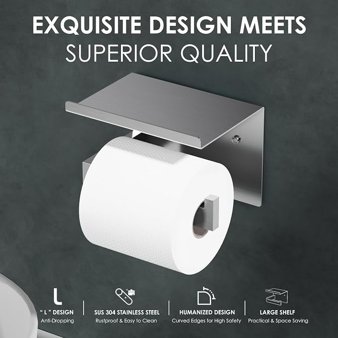 Auxmir No Drilling Self Adhesive Toilet Paper Holder, Premium Rustproof SUS304 - Image 3