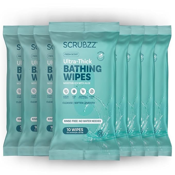Extra Large Bath Wipes for Adults No Rinse by Scrubzz