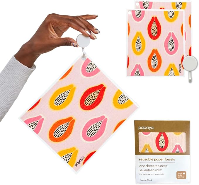 Papaya Reusable Paper Towels, Premium Swedish Dishcloths by Papaya