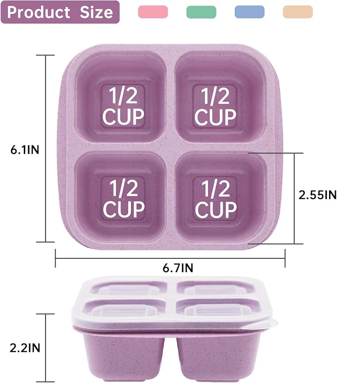 5 Pack Bento Lunch Box, 4 Compartment Snack Containers, Divided Snack Box - Image 2