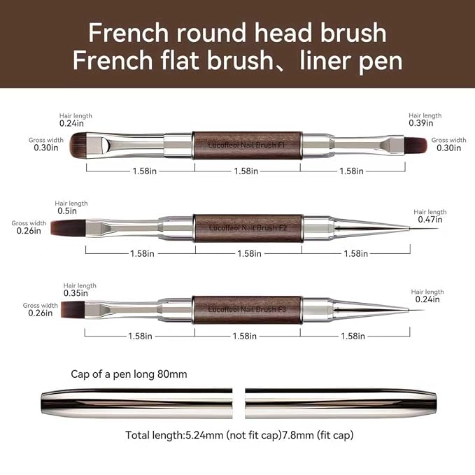 Nail Art Clean Up Brushes, Dual-End French Tip Brush 3PCS Set - Image 8