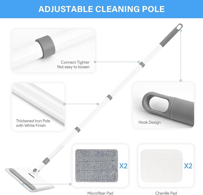 Baseboard Cleaner Tool with Handle, DELUX Baseboard Cleaner with Extendable - Image 4