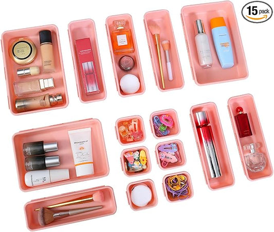 15 PCS Interlocking Desk Drawer Organizer Separator by Kutesna