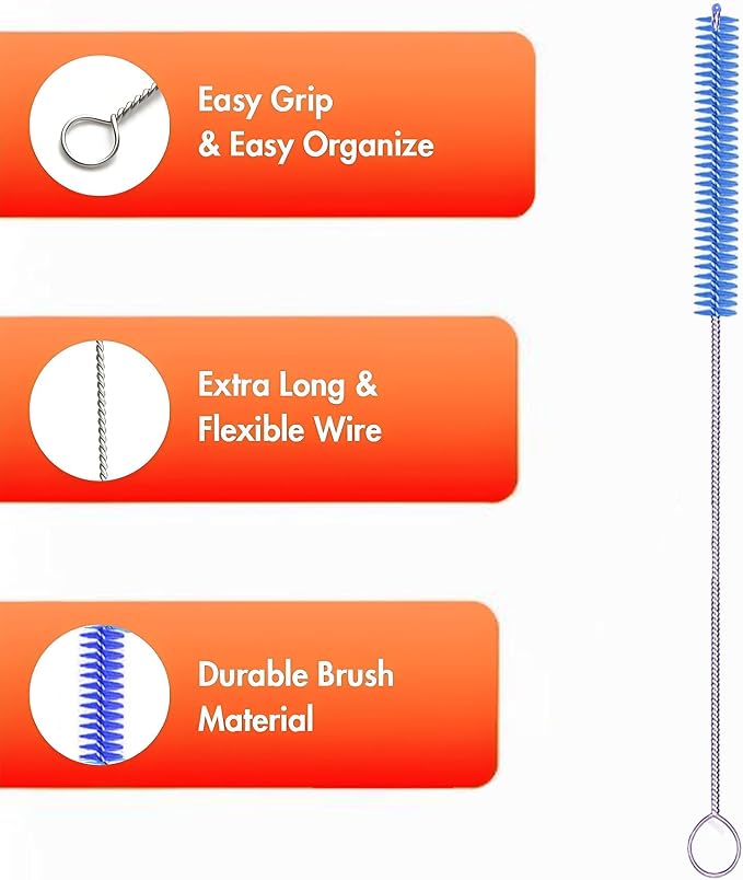 Milk Foamer Hose Brush, Long Thin Nylon Tube Cleaning Brushes Ideal - Image 8