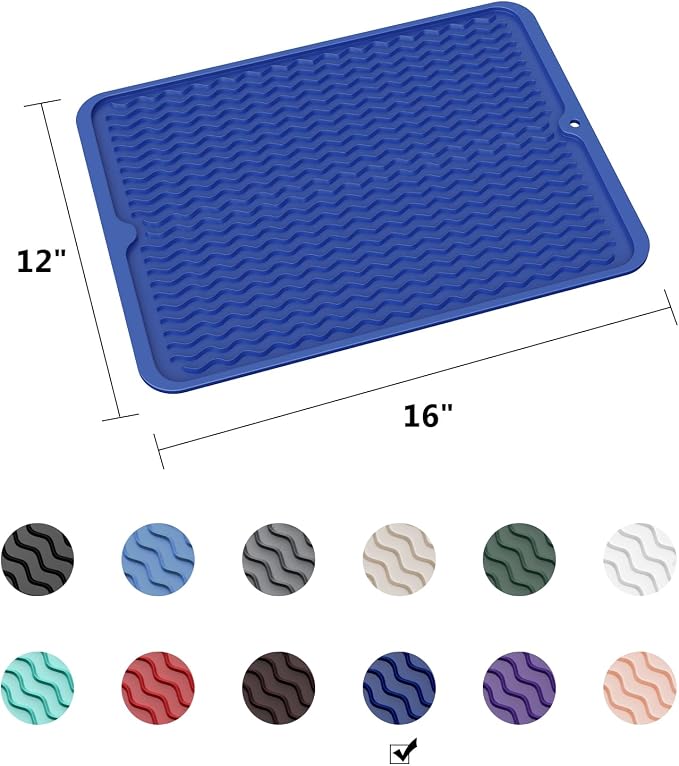 ZLR Silicone Dish Drying Mat for Kitchen Counter, Eco-Friendly Fast Dry Dish Mat - Image 6