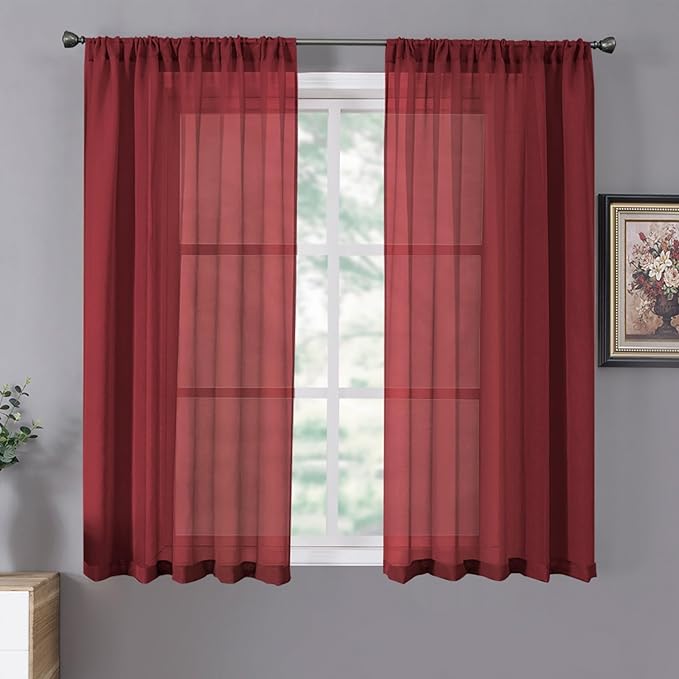 Tollpiz Sheer Curtains Linen Textured Bedroom Curtain Sheers Light Filtering by Tollpiz