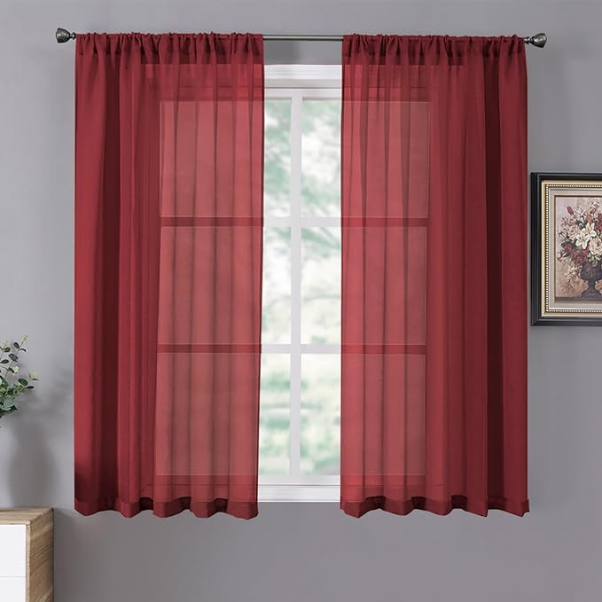 Tollpiz Sheer Curtains Linen Textured Living Room Curtain Sheers Light by Tollpiz
