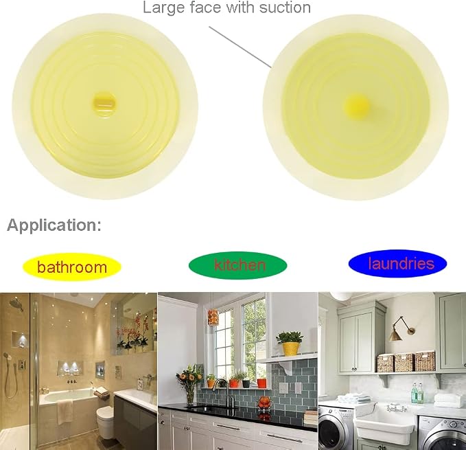 V-TOP Bathtub Drain Plug 2 Pack, 6 inches Large Silicone Tub Stopper Hair - Image 7