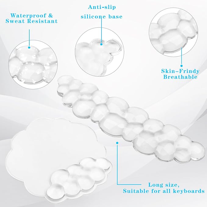 Gel Cloud Keyboard and Mouse Wrist Rest, Cute Wrist Support and Arm Support Rest - Image 3