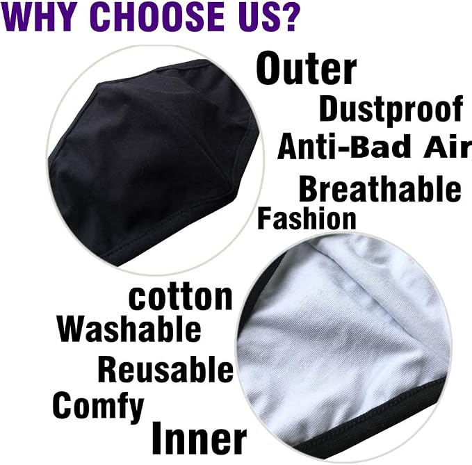 Pack 3 Black Cloth Dust Mouth Mask - Image 4