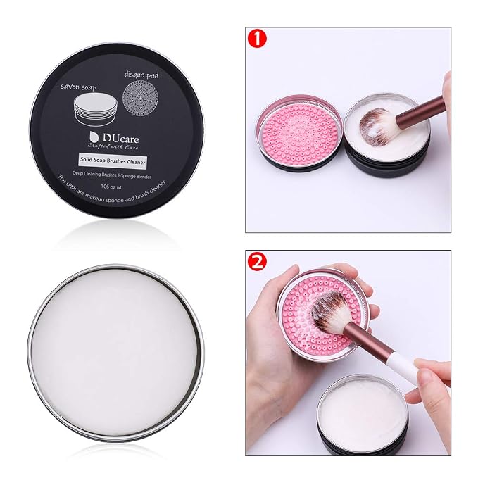 DUcare Makeup Brush Cleaner Shampoo Soap Solid Brush Cleaning Mat Removes - Image 5