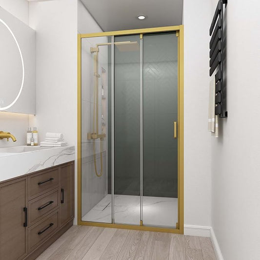 42" W x 78" H 3-Panels Sliding Shower Door, Shower Door Clear 6mm Tempered Glass by BathlinkBathroom