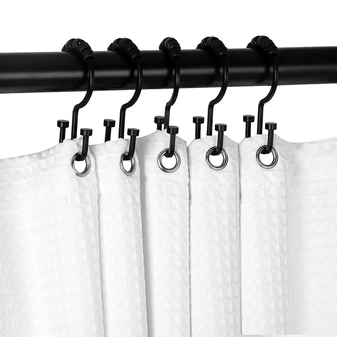 Utopia Alley HK1BK Deco Flat Double Roller Shower Curtain Hooks; Black by UtopiaAlley