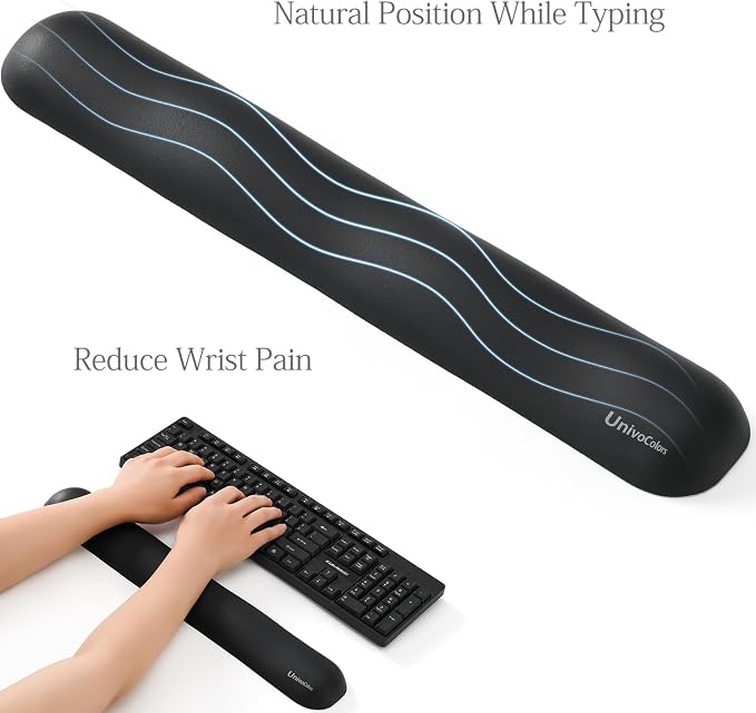 UnivoColors Design-Wave Keyboard Wrist Rest, Artificial Sheepskin+Memory - Image 6