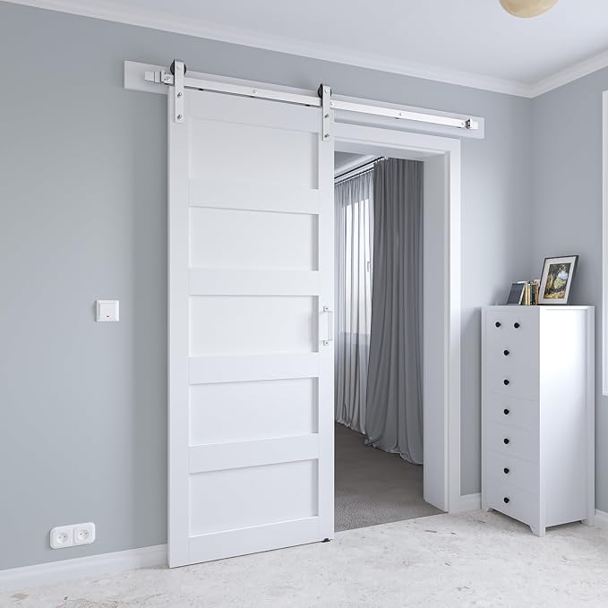 32in x 84in White Sliding Barn Door - Image 3