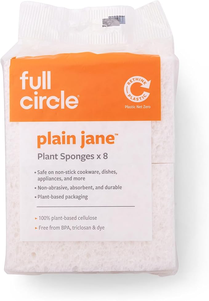 Full Circle Plain Jane, 100% Plant-Based Cellulose Sponges – Pack of 8 – - Image 2